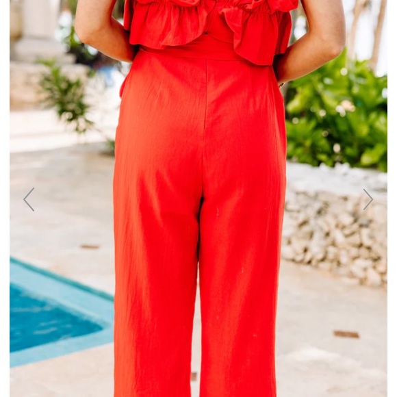 Red Ruffle Jumpsuit - Picture 7 of 8